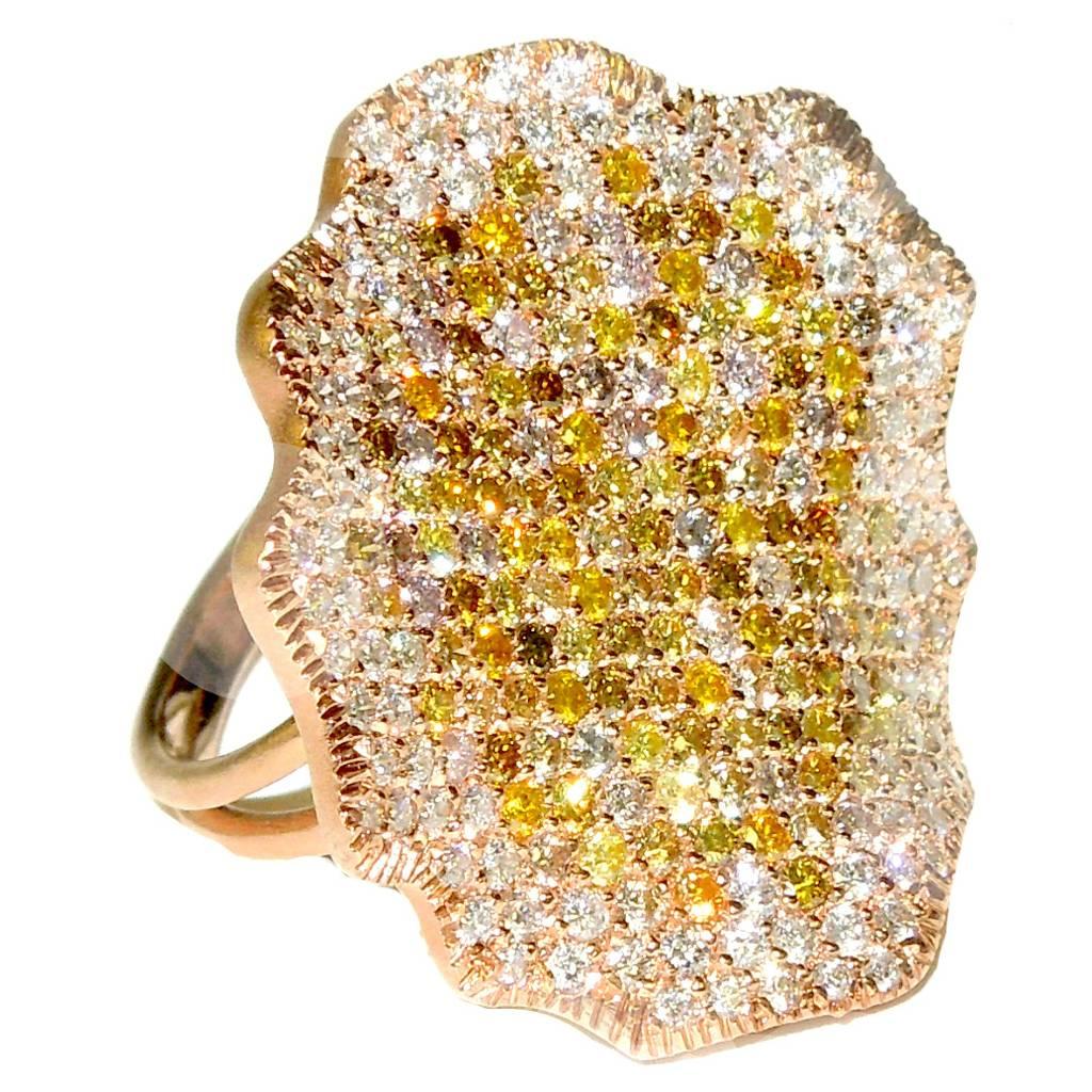 Stambolian Multicolor Diamond Pave Gold Ring