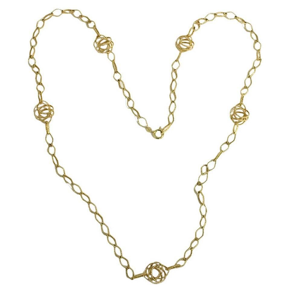 Long Gold Chain Necklace with Open Links For Sale