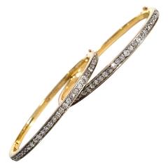 Pair of Diamond Gold Platinum Bangle Bracelets 2