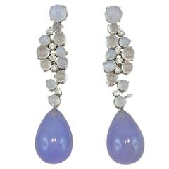 Jona Chalcedony Moonstone Gold Drop Earrings 10