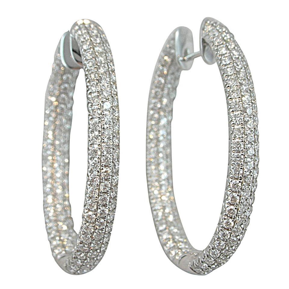 Jona White Diamond 18 Karat White Gold Inside-out Pavé Hoop Earrings