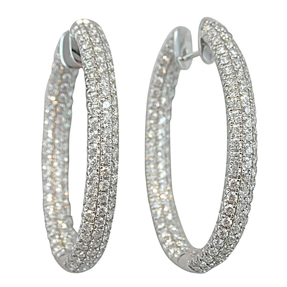 Jona White Diamond 18 Karat Gold Inside Out Pavé Hoop Earrings Jona White Diamond 18 Karat Gold Inside Out Pavé Hoop Earrings
