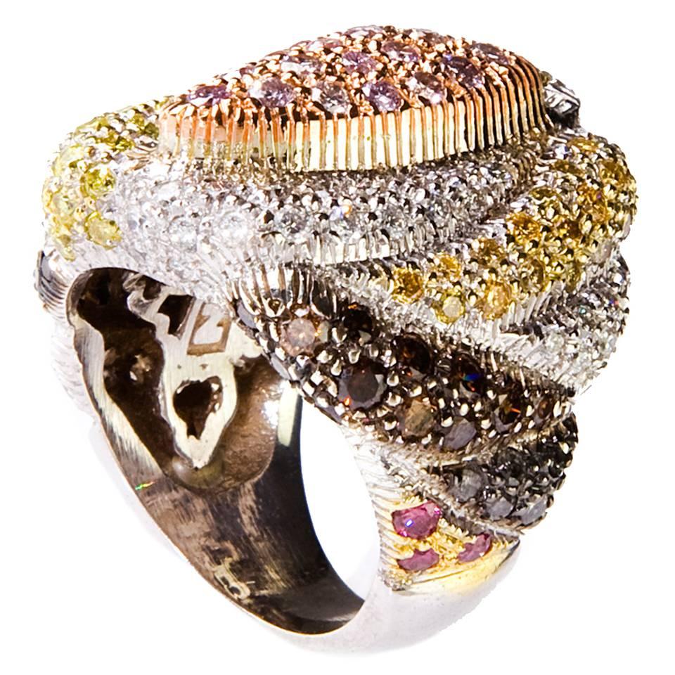 Stambolian Multicolor Diamond Gold Ring