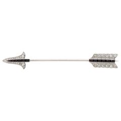 Art Deco J.E. Caldwell sapphire diamond platinum Jabot Pin 11