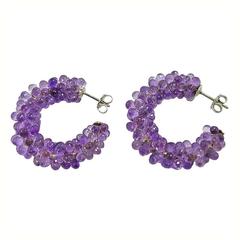 Jona Amethyst Gold Hoop Earrings 3