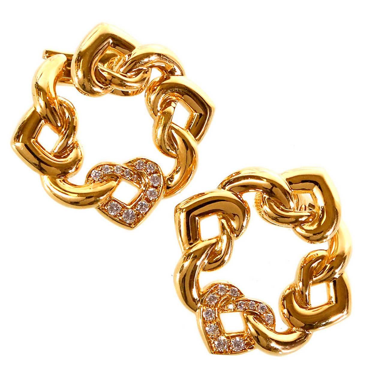 Bulgari Doppio Cuore Diamond Gold Earrings