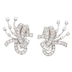 Elegant Fifties Diamond and Platinum Earrings