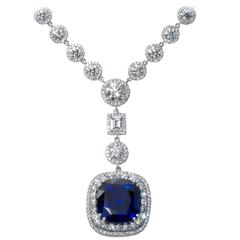 Cushion Sapphire Drop Necklace