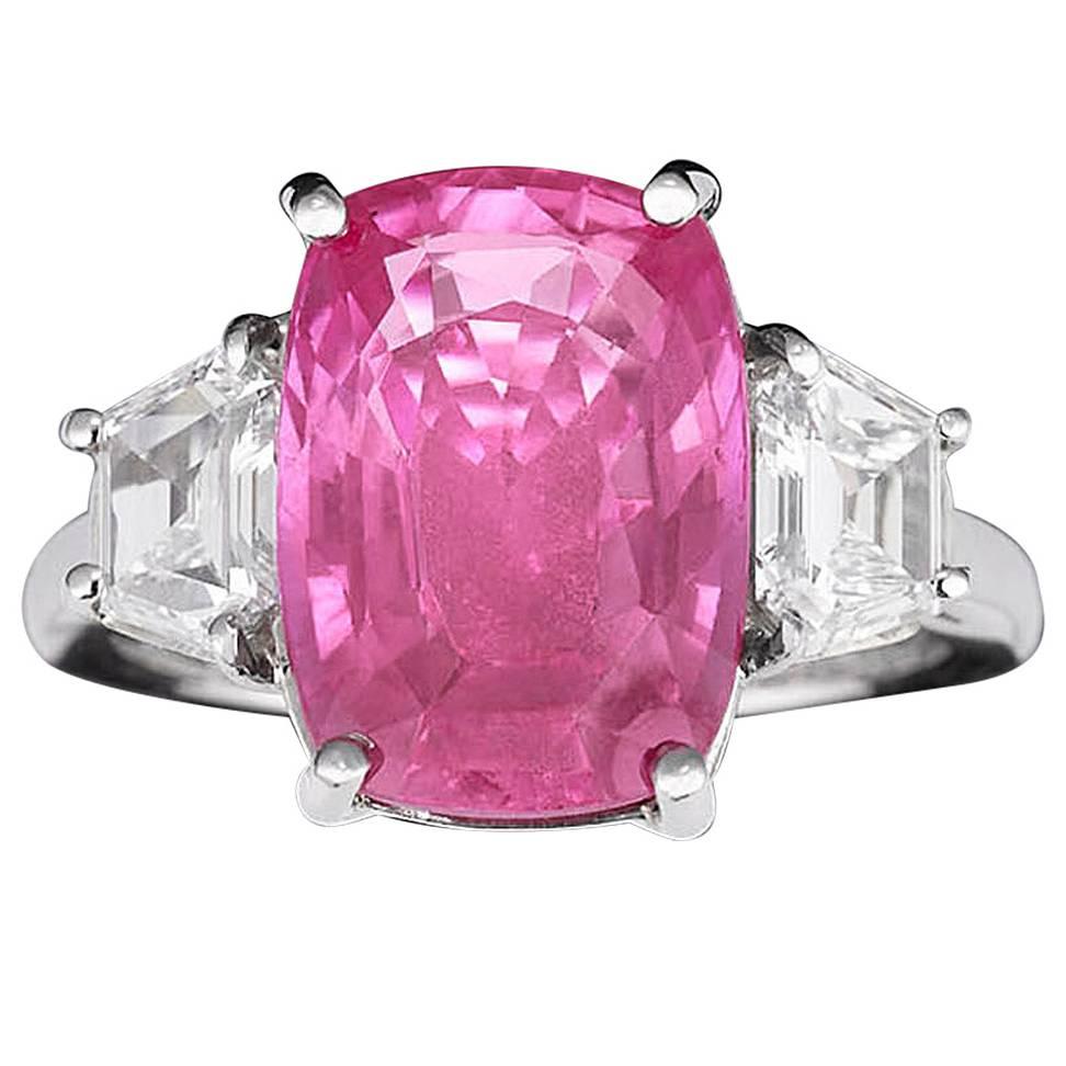 7.67 Carat Pink Sapphire Diamond Ring 