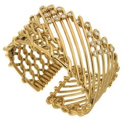 Diamond Gold Triangular Motif Netting Bracelet 5