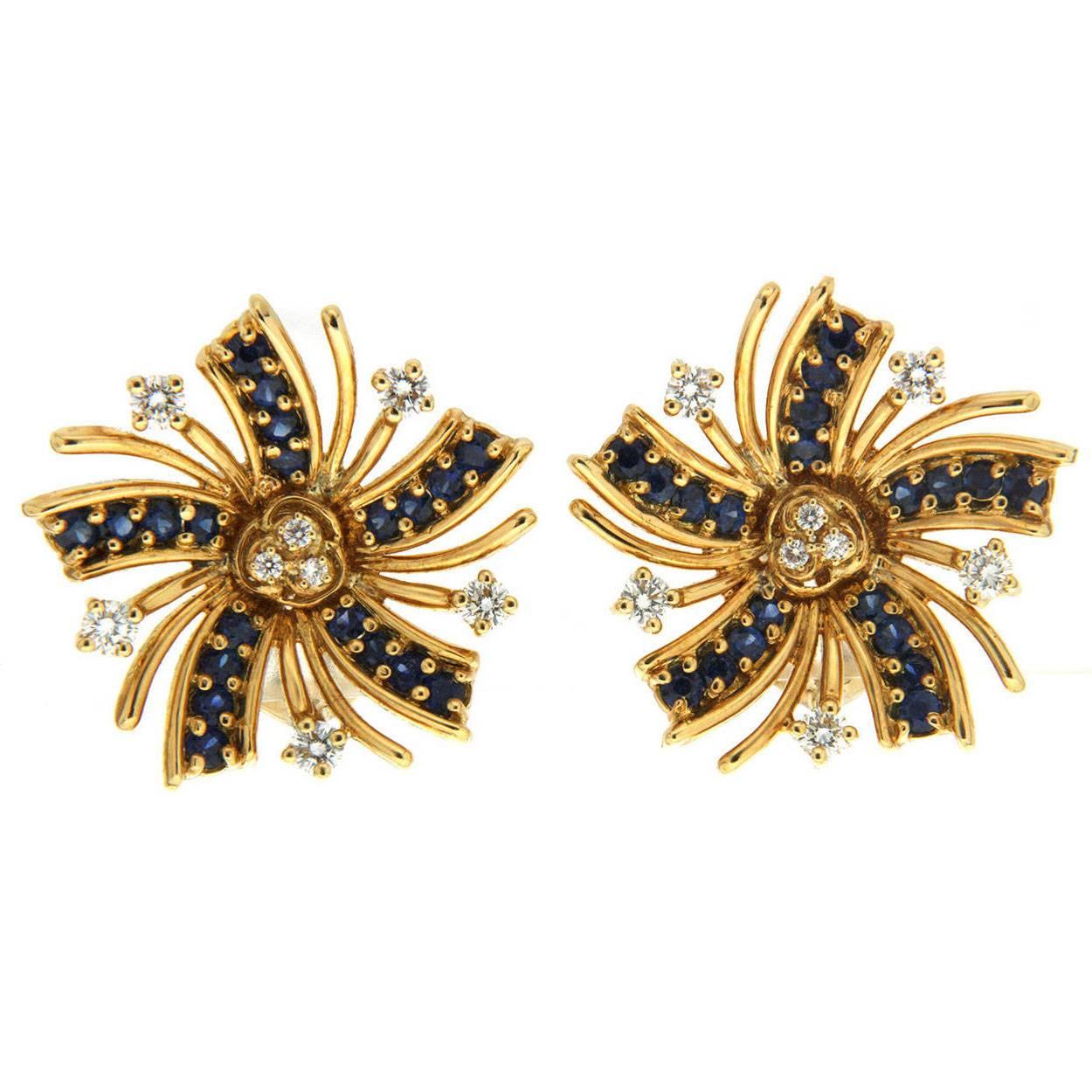 Valentin Magro Viva el Sol Sapphire Diamond Gold Earrings