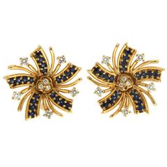 Viva el Sol Sapphire Diamond Gold Earrings 4