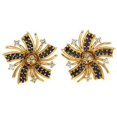 Valentin Magro Viva el Sol Sapphire Diamond Gold Earrings