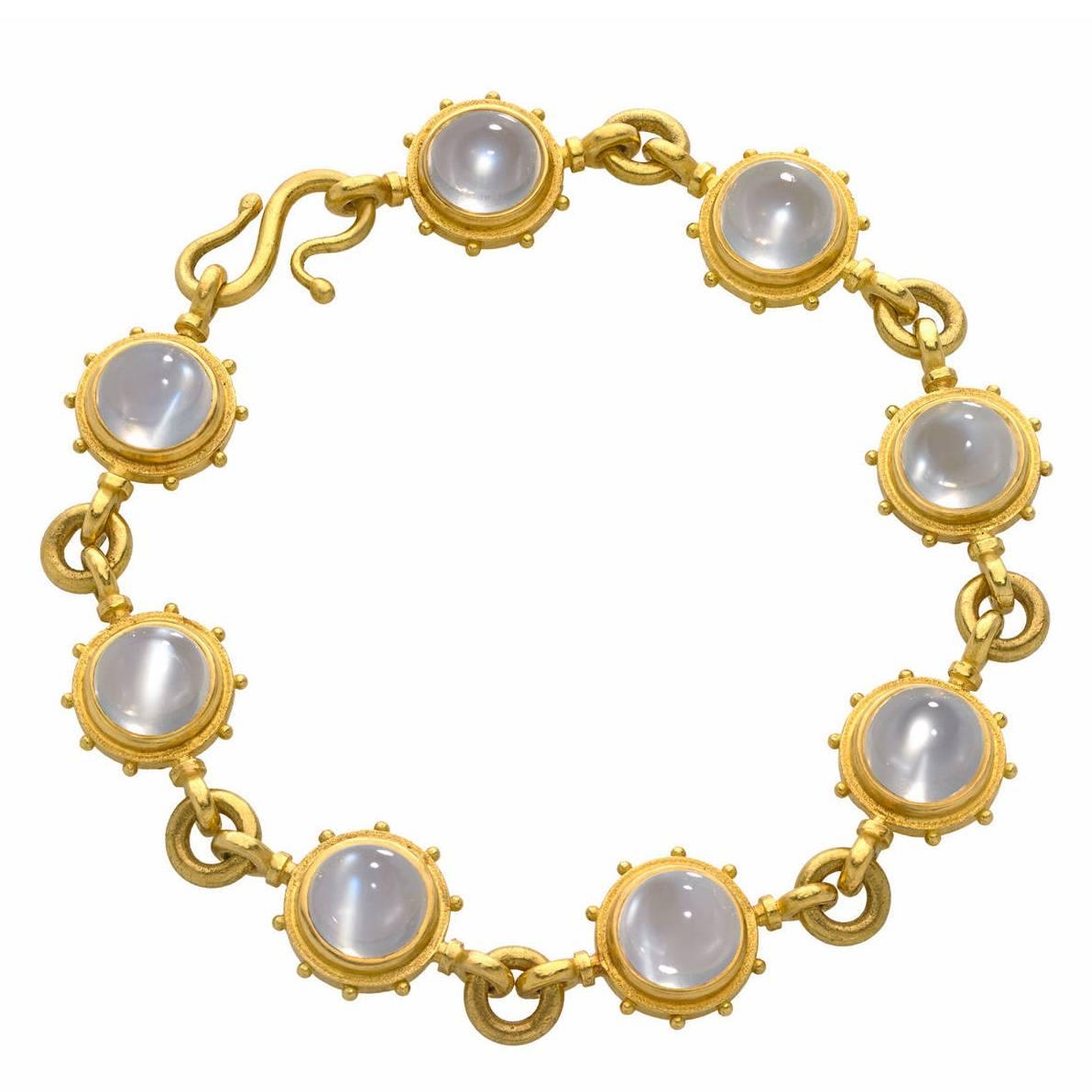 Lilly Fitzgerald Heavy Moonstone Gold Platinum Link Bracelet