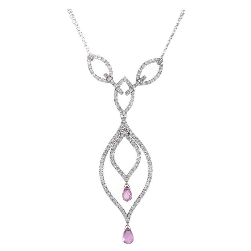 Piero Milano Pink Sapphire Diamond Gold Pendant Necklace