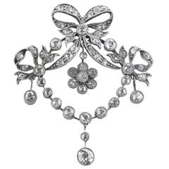 Diamond Yellow Gold Silver Set Belle Epoque Diamond Pendant Circa 1910 4