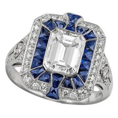 Sapphire Diamond Platinum Ring