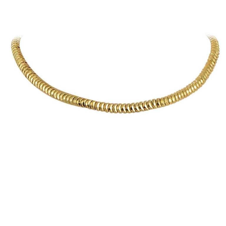 Henry Dunay Hammered Facets Gold Collar Necklace at 1stdibs