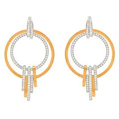 Crivelli Diamond Gold Modern Art Chandelier Earrings