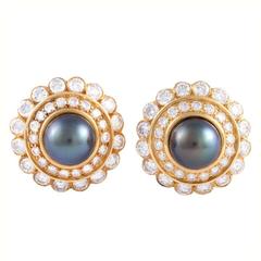 Harry Winston Tahitian Pearl Diamond Gold Earrings 5