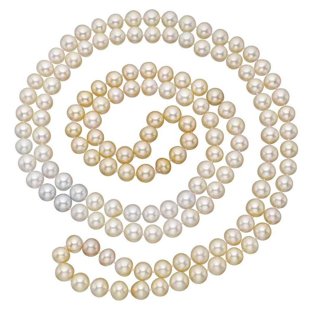 Multicolored South Sea Pearl Long Wrap Necklace