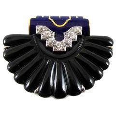 Cartier New York Art Deco Onyx Enamel Shell Clip 3