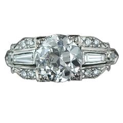 2.11 Carat GIA Cert European Cut Diamond Platinum Engagement Ring 10