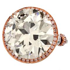 Grand European Cut 19.32 Carat Diamond Platinum Engagement Ring 7