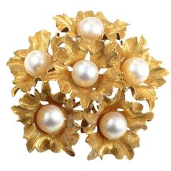 Buccellati Pearl Gold Floral Bouquet Brooch 1