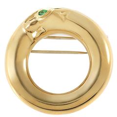 Retro Cartier Panthere Emerald Gold Brooch