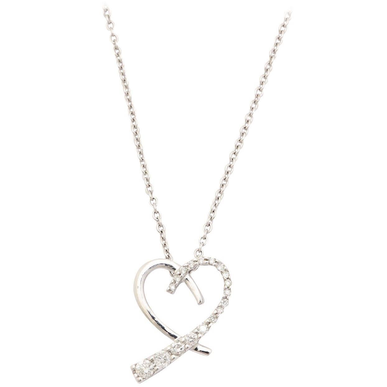 Diamond Gold Journey Heart Pendant Necklace For Sale