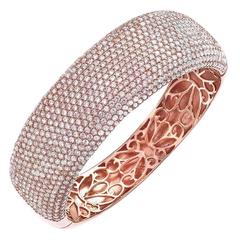 15 Row Micro Pave Diamond Gold Bangle Bracelet