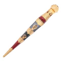 Antique Victorian Scottish Agate Gold Dirk Brooch 3