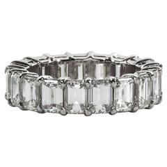 Classic Emerald Cut Diamond Platinum Eternity Band Ring 6