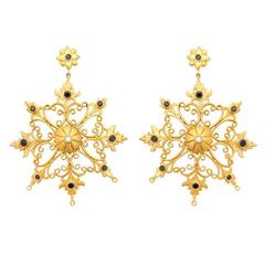 Diamond Gold Snowflake Earrings 9