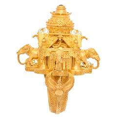 Gold Elephant Temple Ring