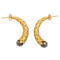 Rebecca Koven Gold Silver Feather Earrings