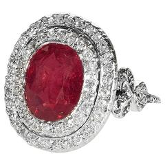 Edwardian Burmese Ruby Diamond Platinum Ring 10