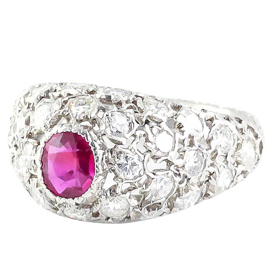 Buccellati Ruby Diamond Platinum Ring