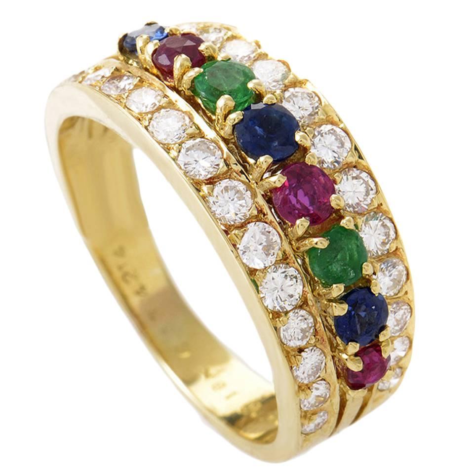 Van Cleef & Arpels Precious Gemstone Gold Band Ring