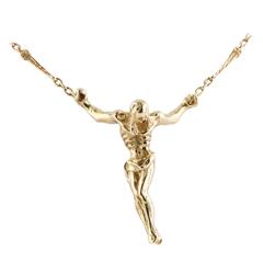 Salvador Dali Cristo De San Juan De La Cruz Gold Pendant Necklace