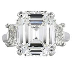 9.01 Carat Emerald Cut GIA Cert Diamond Platinum Engagement Ring