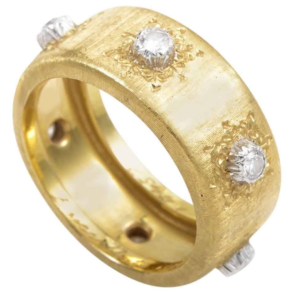 Buccellati Diamond Two Color Gold Band Ring