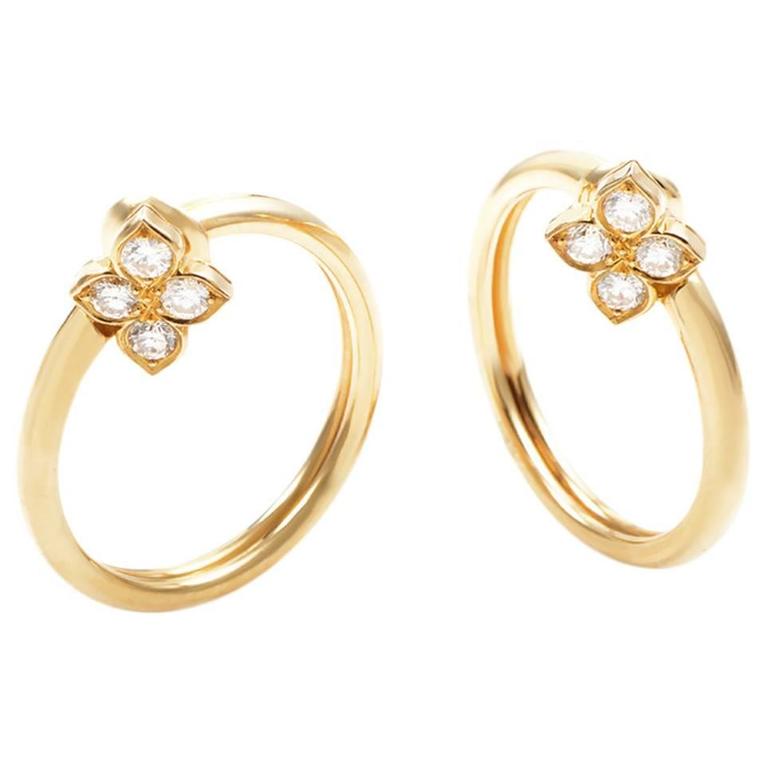 Cartier Diamond Gold Flower Hoop Clip On Earrings At 1stdibs Cartier Diamond Gold Flower Hoop Clip On Earrings For