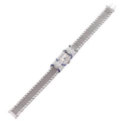 Plymouth Lady's Platinum Diamond Sapphire Wristwatch 7