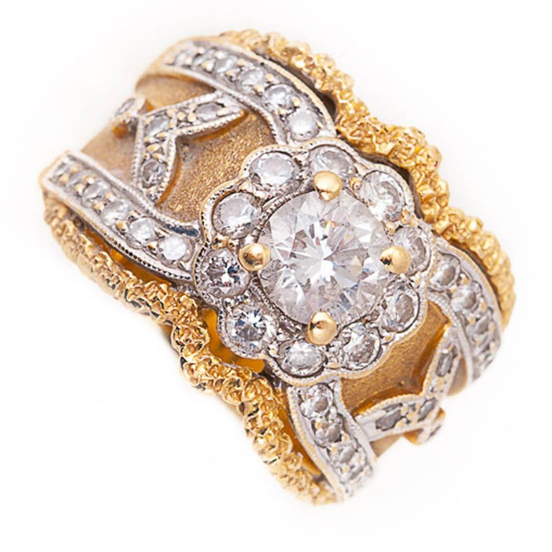 Diamond 18 Karat Gold Band Ring For Sale