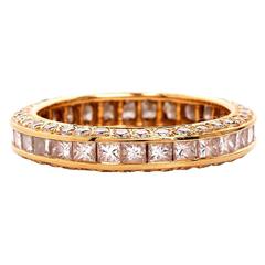 Elegant Princess Stackable Diamond Gold Eternity Band Ring