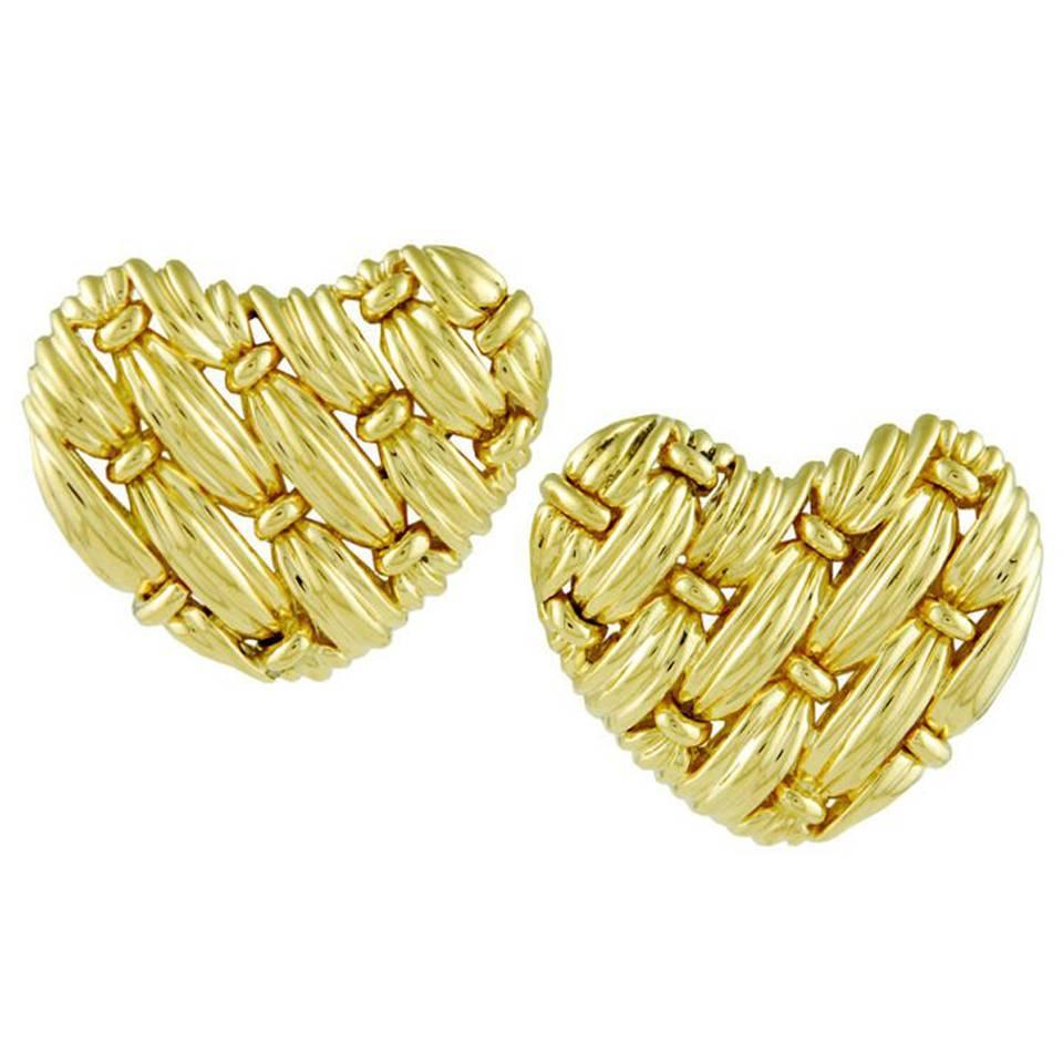 Tiffany & Co. Gold Woven Heart Earrings