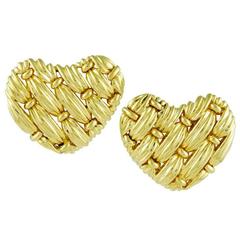 Tiffany & Co. Gold Woven Heart Earrings 12
