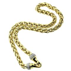 David Yurman Diamond Gold Wheat Necklace